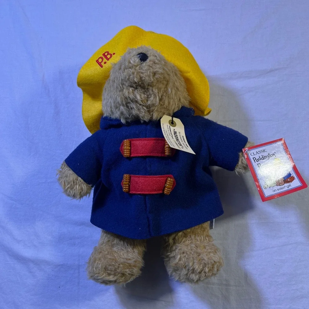 VTG‎ Classic Paddington Bear Plush Toy Yellow Hat Blue Coat Eden Gift